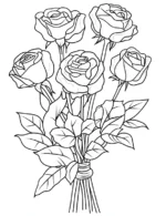 Beautiful Bouquet Four Roses With Stems And Leaves Coloring Page by Mindset Flow
