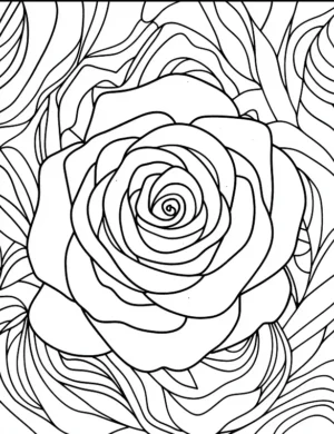 Beautiful Closeup Rose Bloom Flower Coloring Page By Mindset Flow