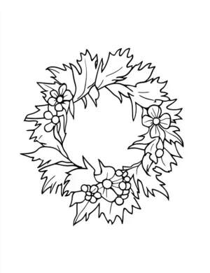 Beautiful Floral Wreath Design Christmas Coloring Page by Mindset Flow