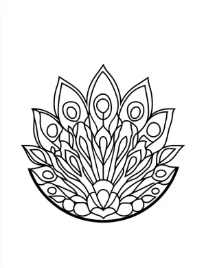 Beautiful Peacock Feather Patterns with Intricate Mandala Detailing Coloring Page by Mindset Flow
