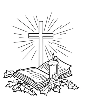 Bible with Holly Leaves Easter Coloring Page By Mindset Flow
