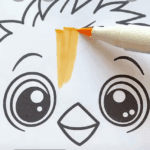 Big-Eyed Cartoon Easter Chick Coloring Page-HowToVideo