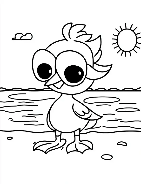 Bird Standing On The Beach Adult Coloring Page By Mindset Flow