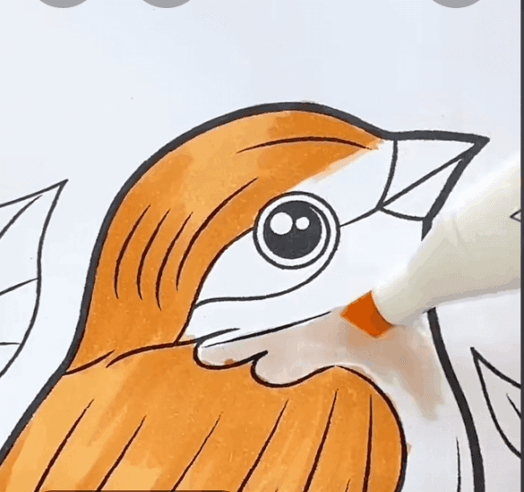 Bird and Flowers Easter Coloring Page-HowToVideo