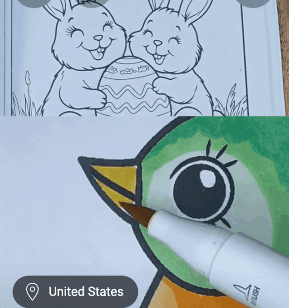 Bird with Floral Easter Egg Coloring Page-HowToVideo