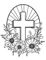 Blissful Floral Wrapped Cross Coloring Page By Mindset Flow