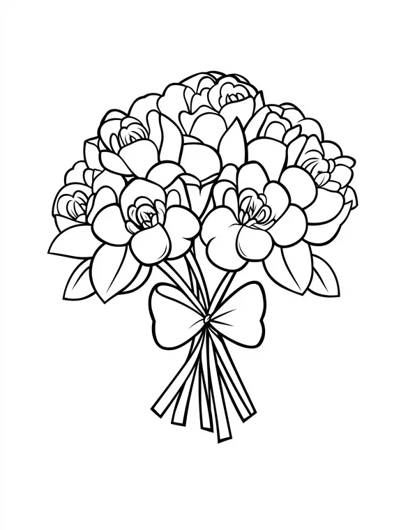 Blooming Bouquet of Flowers Coloring Page
