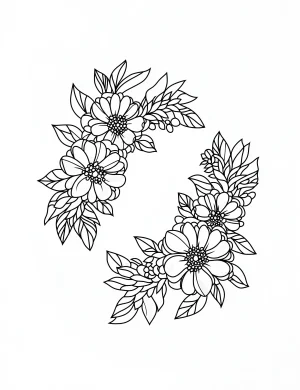 Blooming Floral Wreath Coloring Page