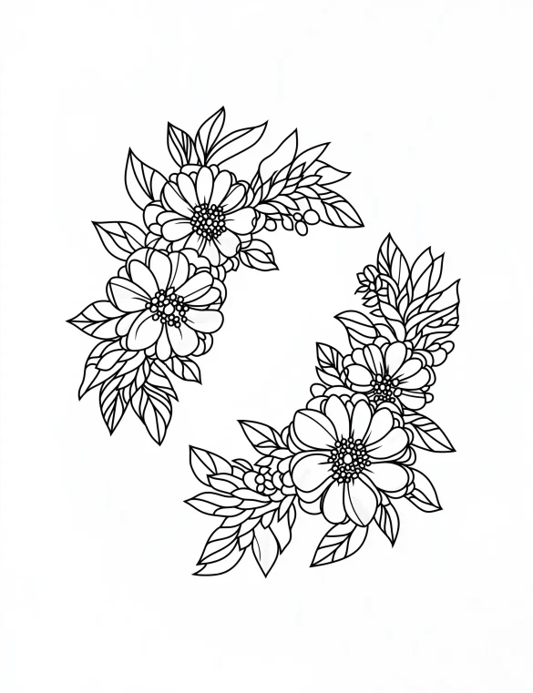 Blooming Floral Wreath Coloring Page