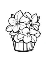 Blooming Petal Flowers in Basket Garden Flower Coloring Page by Mindset Flow