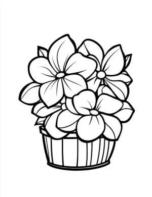 Blooming Petal Flowers in Basket Garden Flower Coloring Page by Mindset Flow