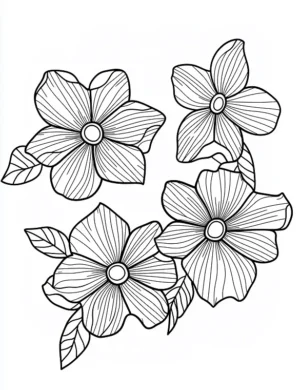 Blooming Spring Flowers with Petals and Leaves Flower Coloring Page by Mindset Flow