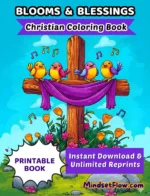 Blooms and Blessings Christian Coloring Book Digital Version By Mindset Flow