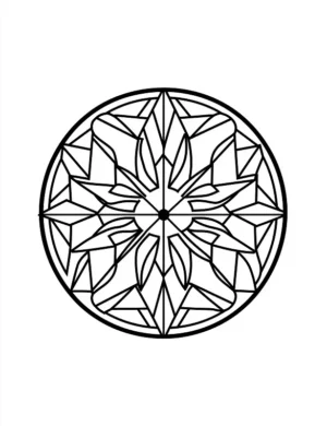 Bold Geometric Mandala Enclosed Within a Perfect Circle Coloring Page by Mindset Flow