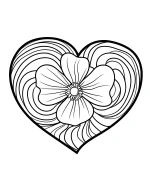 Bold Heart Outline Featuring a Daffodil Flower Coloring Page