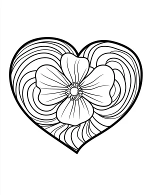 Bold Heart Outline Featuring a Daffodil Flower Coloring Page