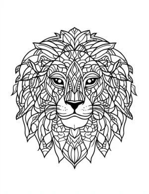 Bold Majestic Lion Mandala with Ornate Mane Jungle King Coloring Page by Mindset Flow