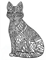 Bold Sitting Fox with Abstract Zentangle Mandala Patterns Coloring Page by Mindset Flow