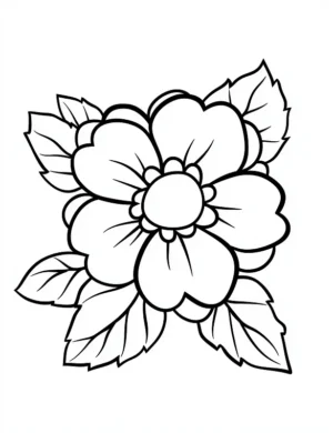 Bold Six Petal Flower with Round Center Flower Coloring Page by Mindset Flow