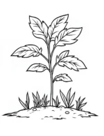Botanical Herb Plant Growing from Soil Flower Coloring Page by Mindset Flow
