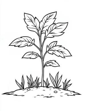Botanical Herb Plant Growing from Soil Flower Coloring Page by Mindset Flow