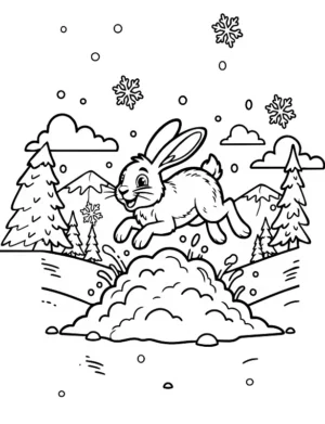 Bouncy Arctic Hare Snow Coloring Page By Mindset Flow