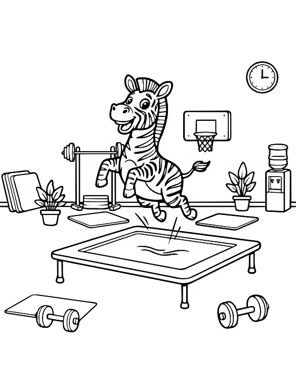Bouncy Gym Trampoline Zebra Coloring Page By Mindset Flow Bouncy Gym Trampoline Zebra Coloring Page By Mindset Flow
