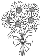 Bouquet of Daisies with Ribbon Coloring Page
