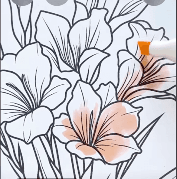 Bouquet of Easter Lilies Coloring Page-HowToVideo