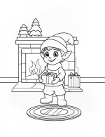 Boy Elf Gift Cozy Room Christmas Coloring Page By Mindset Flow