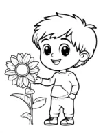 Boy With Sunflower Adult Flower Coloring Page By Mindset Flow