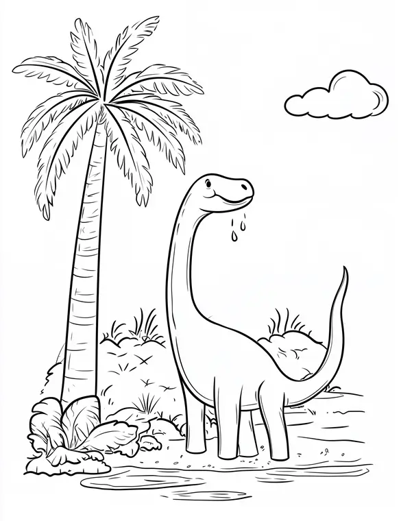 Brachiosaurus Reaching for Tall Trees Coloring Page