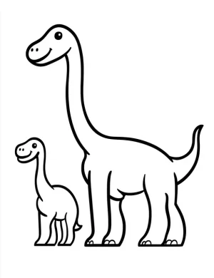 Brachiosaurus and Baby Dinosaur Coloring Page