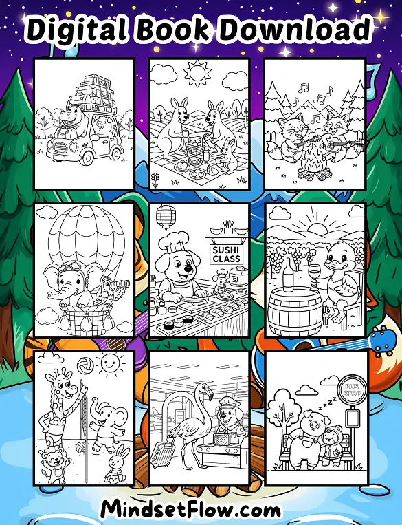 Breezy Adventures Calming Digital Coloring Book By Mindset Flow Preview 1 Breezy Adventures Calming Digital Coloring Book By Mindset Flow Preview 1
