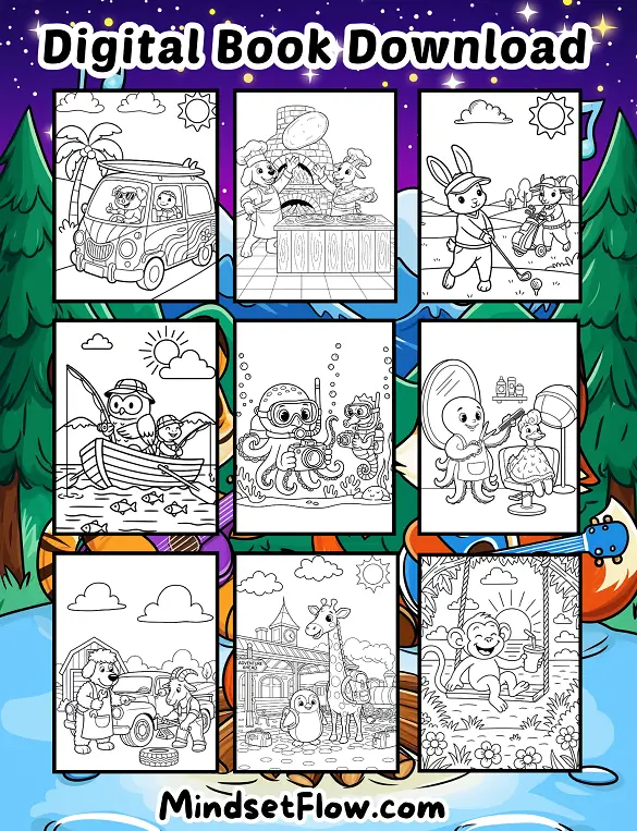 Breezy Adventures Calming Digital Coloring Book By Mindset Flow Preview 3 Breezy Adventures Calming Digital Coloring Book By Mindset Flow Preview 3