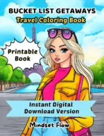 Bucket List Getaways Travel Coloring Book Digital Printable Version By Mindset Flow