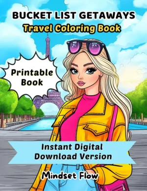 Bucket List Getaways Travel Coloring Book Digital Printable Version By Mindset Flow