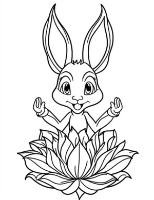 Bunny With Lotus Flower Yoga Adult Flower Coloring Page By Mindset Flow