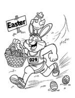 Bunny on the Run with Easter Basket Coloring Page by Mindset Flow