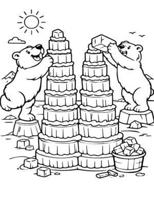 Busy Ice Builder Bears Coloring Page By Mindset Flow