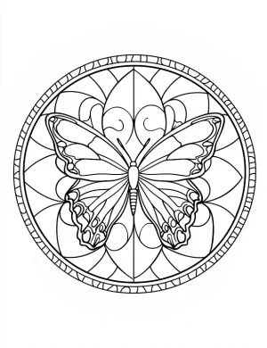 Butterfly Mandala Circle Design Coloring Page by Mindset Flow