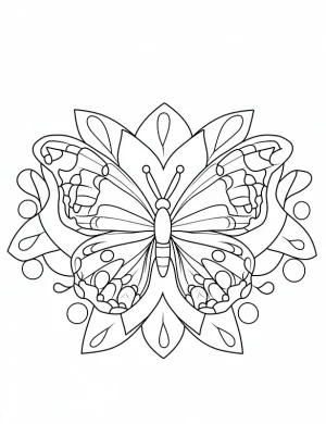 Butterfly Mandala with Floral Pattern Coloring Page by Mindset Flow