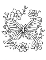 Butterfly With Floral Accents Flower Coloring Page By Mindset Flow