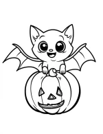 Calm Bat On Top Of a Pumpkin Coloring Page by Mindset Flow