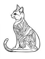Calm and Relaxing Cat Mandala Design Coloring Page by Mindset Flow