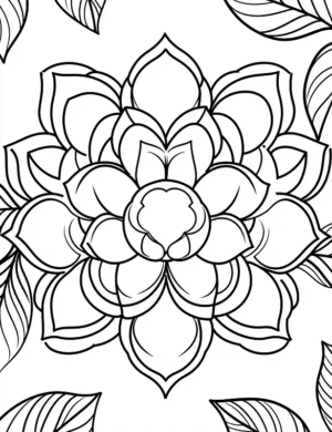 Calming Overlapping Floral Mandala Pattern Coloring Page by Mindset Flow