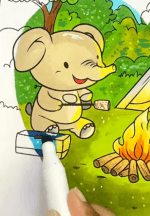 Camping Adventure with Elephant and Pig Summer Coloring Page How to Video
