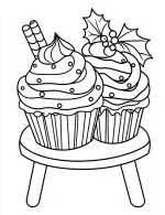 Candy Cane Cupcake Christmas Coloring Page By Mindset Flow