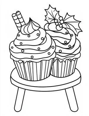 Candy Cane Cupcake Christmas Coloring Page By Mindset Flow
