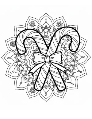 Candy Cane Detailed Mandala Christmas Coloring Page By Mindset Flow
